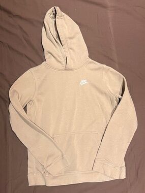 Beige Nike sweatshirt hoodie with pouch